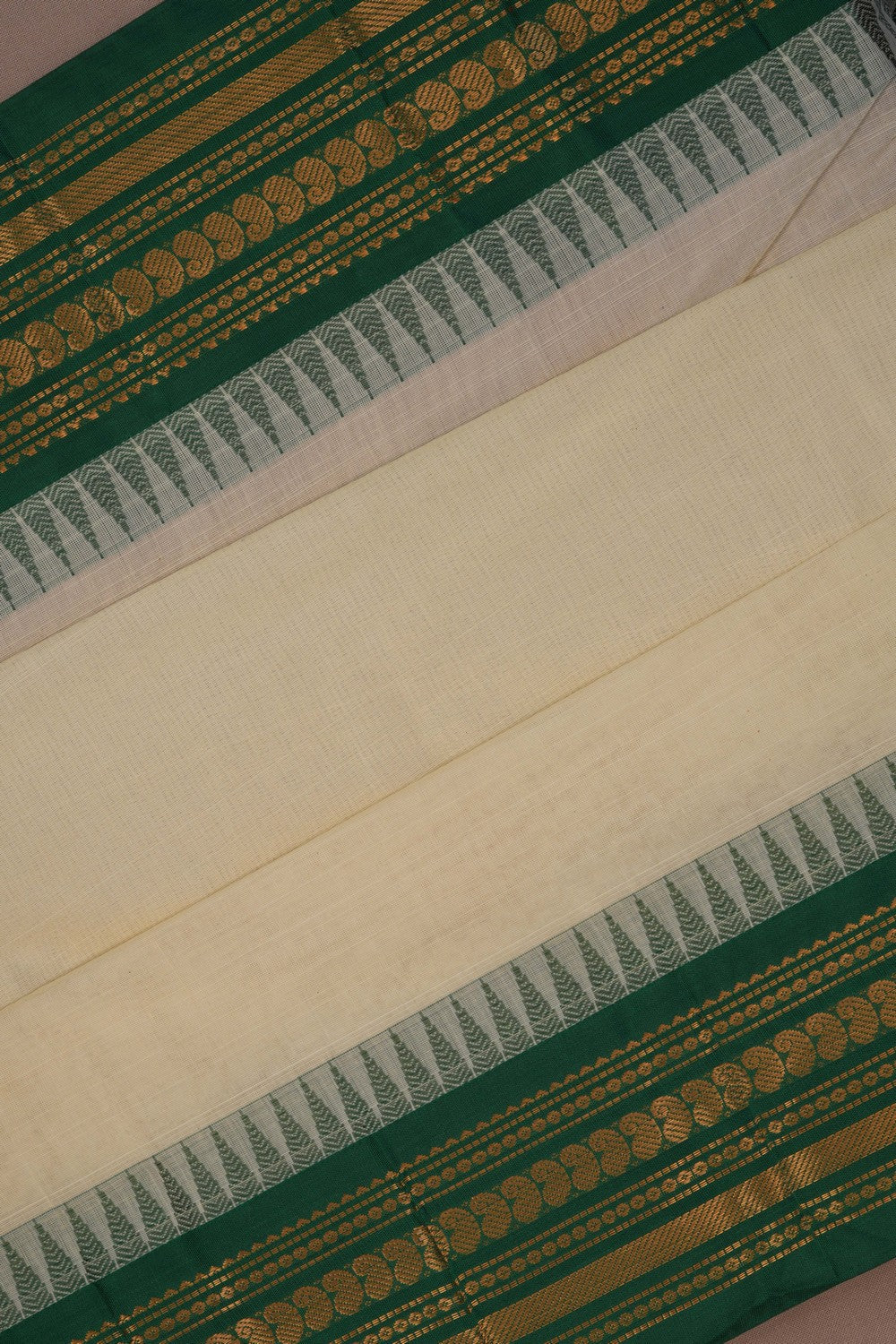 Image of Gadwal Cotton Off-White Saree